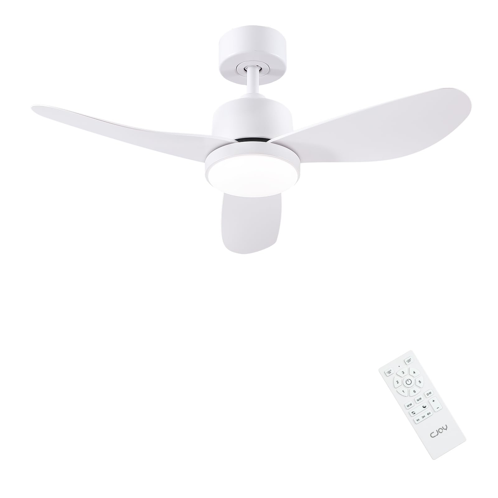 CJOY Deckenventilator mit Beleuchtung 96CM, Weiß, Fernbedienung, Leise, 3 CCT Dimmbar, Umkehrbar