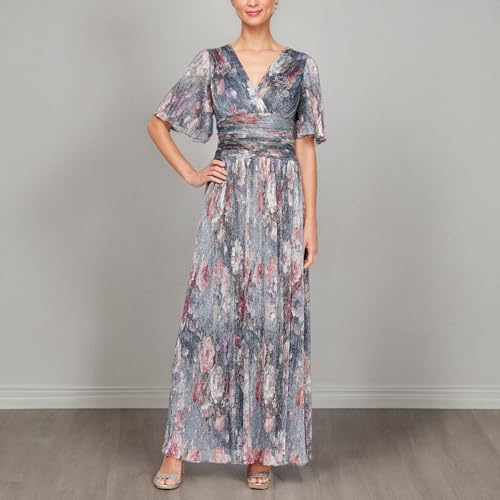Image of S.L. Fashions Women's Long A-line Mother of The Bride Dress with Ruched Waist (Petite and Regular Sizes)