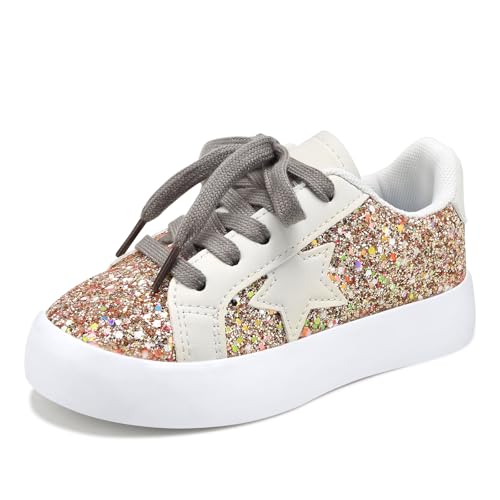 Qimaoo Girls Sneakers Glitter Tennis Shoes Lightweight Non-GDip Running Walking Shoes for Toddler/Little Kid/Big Kid