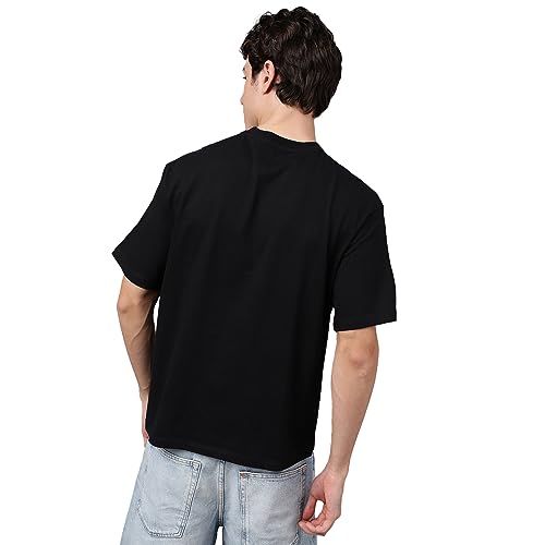 Image of Free Authority Loose Fit Solid Black Tshirt for Men