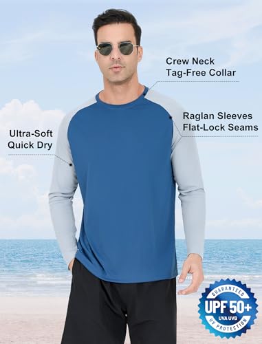 5 Pack Men's Swim Shirts Rash Guard UPF 50+ Sun Protection Fishing Shirts Quick Dry UV SPF Long Sleeve Loose Fit4