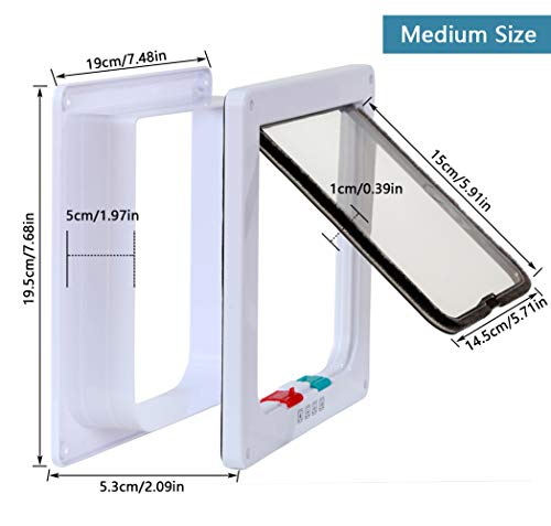 Rikounan Medium Cat Door With 4 Way Locking, Quiet Cat Flap Door For Interior Exterior Door, Small Pet Doors For Cats, Indoor Cat Door For Windows & Wall, For Cats Up To 15 Lb #TOP3