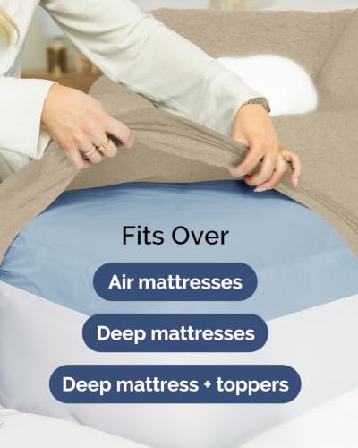 Image of CGK Linens 2 Pack Extra Deep Twin Fitted Sheets - Heathered Beige