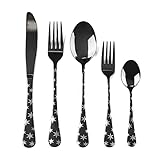 COCOROSE 20-Piece Black Silverware Flatware Set,Stainless Steel Tableware Cutlery Set Service for...