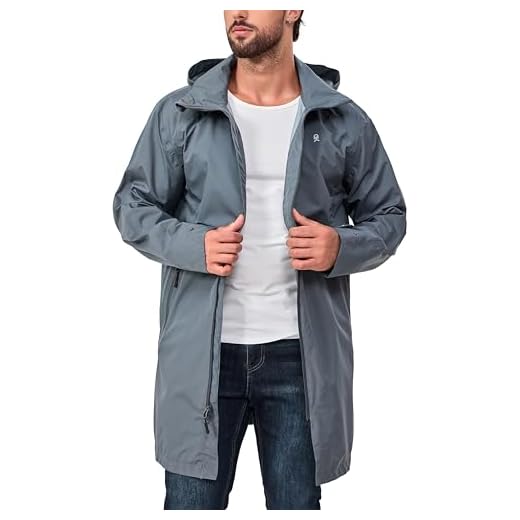 Little Donkey Andy Rain Jacket Men's Waterproof Breathable Rain Jacket Lightweight Windproof Outdoor Light Rain Shell Mountain Windbreaker Long Coat for Hiking, Golf, iron grey, S