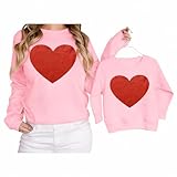 GLIGLITTR Mommy and Me Matching Outfits Valentines Sweatshirt Love Heart Shirt Tops Mom and Daughter Family Matching Clothes(Pink-Child,3-4T)