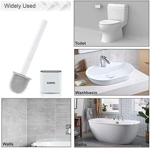 HAWKS Silicone Toilet Brush with Holder,Anti-Drip SiIicone Toilet Brushes & Holders Silicone Flexible Bristles |Toilet Brush Silicone with Holder ,Magic Silicone Toilet Brushes UK|Stylish Toilet Brush