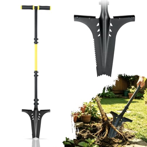 Jardineer Thickened Root Shovel, 45 Inch Serrated Digging Spade