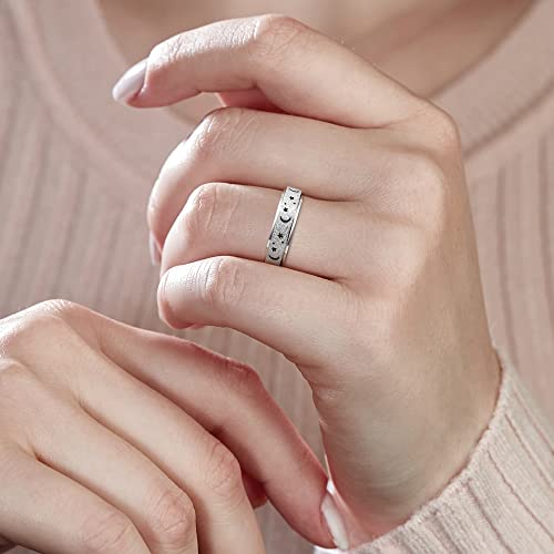 ALEXTINA Anxiety Ring for Women Men Fidget Rings - 6mm 8mm Stainless Steel Spinner Rings for Anxiety Relief Items for Women Silver Rose Gold Rainbow Sandblast Glitter Finish3