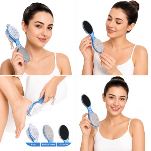 Image of 4-in-1 Pedicure & Foot Care Tool Set for Home Use | Foot Scrubber, Pumice Stone, Foot Rasp & Black Emery File | Multi-Purpose for Callus, Rough Skin & Soft Care | Pedicure & Manicure Kit