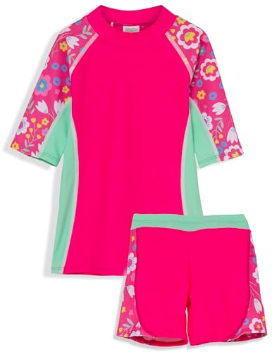 Image of Tuga Girls Two-Piece Short Sleeve Swimsuit Set 2-14Years, UPF 50+ Sun Protection