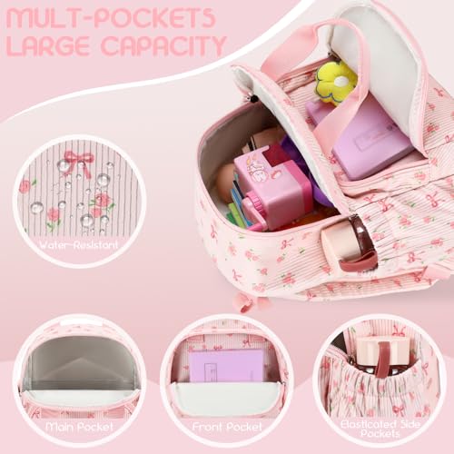 Image of Bluboon Toddler Backpack for Girls Boys 2-4 Cute 12 inch Preschool Kindergarten Backpacks Kids Daycare Bags School Travel (Pink bow flower 212-Pink, Age 2-4 (12 inch H not Fit A4 Folder))