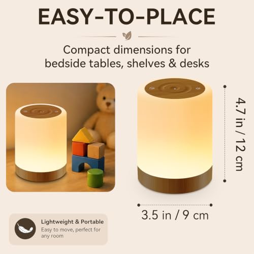 Image of Auxmir Nursery Night Light for Baby, Rechargeable Touch Lamp for Breastfeeding & Diaper Changes, 256 RGB Colors 5 Brightness Levels, Timer, Portable Bedside Night Light for Kids Bedroom, Dark Brown