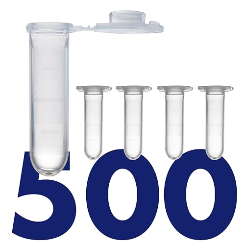 Image of Kashi Scientific 2mL Clear Microcentrifuge Tube with Safe Lock Snap Cap Safety with Graduation, Polypropylene Lab-Grade [2mL Safelock, 500]