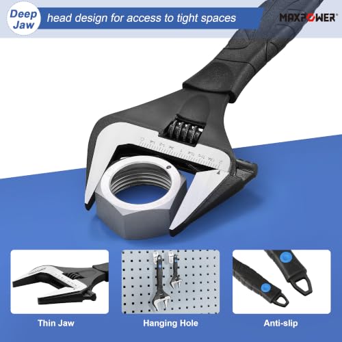Image of MAXPOWER 6 10-inch Wide Jaw Stubby Adjustable Wrench Set
