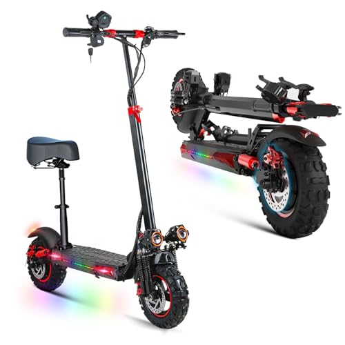 Image of Electric Scooter Adults with Seat 1600W /1200W - 30-37 Miles & 28 /31 /34MPH Fast E-Scooter,Dual Brake Full Suspension,All-Terrain Offroad Electric Scooters Foldable for Commuting