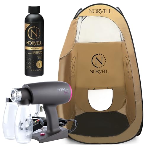 Oasis Spray Tan Machine Kit with Norvell Cosmo Airbrush Solution & XL Portable Spray Tan Tent – Professional Sunless Tanning Booth for Flawless Airbrush Results