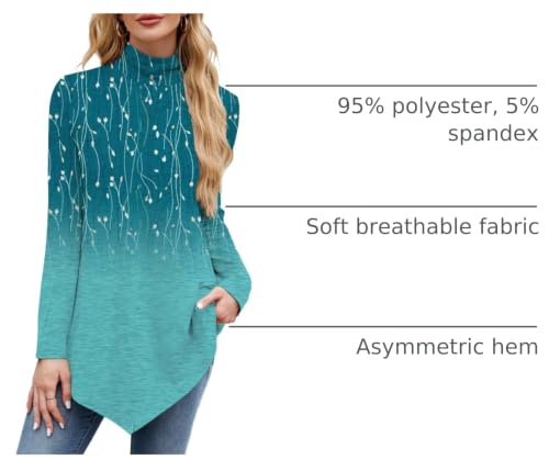 Image of JUSTFASHIONNOW Turtle Neck Shirts for Women Long Sleeve Fall Tunic Tops