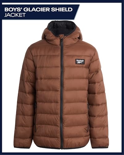Image of Reebok Boys Winter Coat - Lightweight Insulated Puffer Jacket - Wind & Water Resistant Quilted Hooded Winter Jacket for Boys