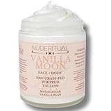 Nude Ritual 100% Grass-Fed Beef Tallow – Whipped Body Butter Moisturizer for Face & Body – USA Made Natural Lotion Alternative for Dry, Sensitive Skin – 4 oz (Vanilla Moon – Madagascar Vanilla)