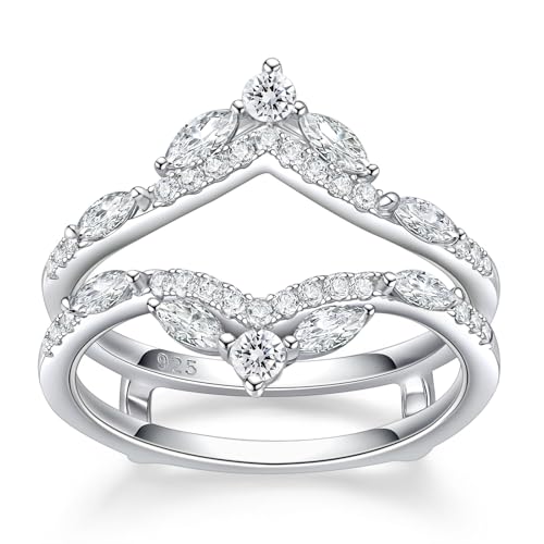 Newshe Jewellery Moissanite Wedding Ring Enhancer for Engagement Rings 925 Sterling Silver Marquise Promise Eternity Band Sz 5-10