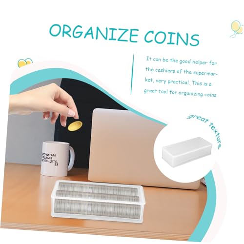2 cajas plásticas transparentes para monedas reutilizables miniatura 6