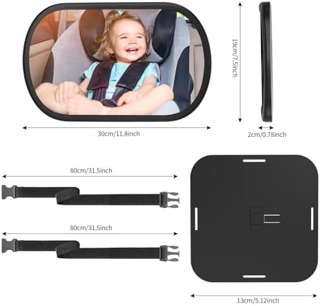 BOEYOS Baby Car Mirror, Safety Car Seat Mirror for Rear Facing Infant, Clear Wide View, 360°Rotation, Easily Observe the Baby Move, Secure, Shatterproof, Crash Tested and Certified (Black) — view 6