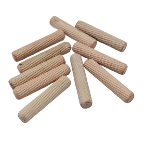 Clavijas De Madera Juego de 100 pasadores de madera de 6 mm, 10 mm y 10 mm for cajones de armarios, redondos, acanalados, for manualidades, accesorios de muebles(10mm)