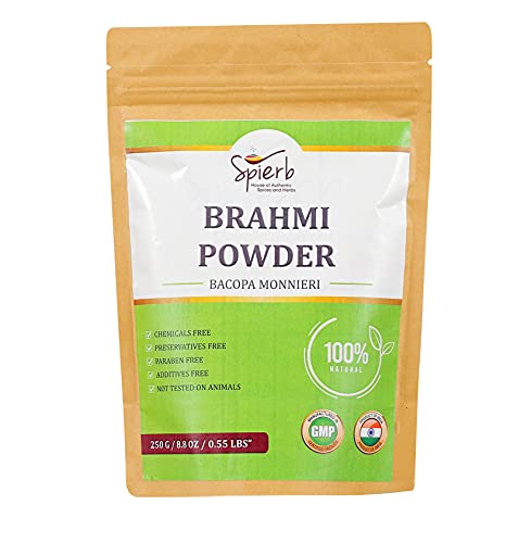 Spierb Brahmi Poudre - 250gm - Powder 100% naturelle sans produits chimiques pour la croissance des cheveux | Bacopa Monnieri | Renforcer les cheveux | Sans conservateurs ou fragances ajoutés