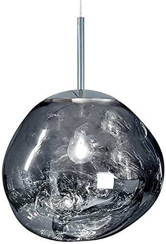 Suspension design miroir lave argent 30cm en verre soufflé haut de gamme