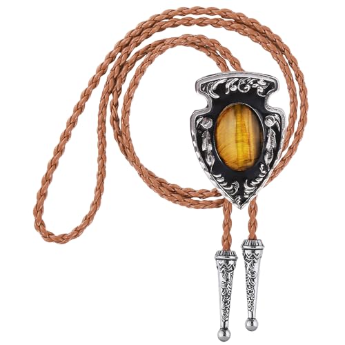 Image of Btilasif Bolo Tie Brown for Men, Scorpion Luminous Stone Cowboy Tie Western Leather Necktie Necklace for Women