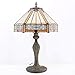 WERFACTORY Tiffany Lamp Yellow Hexagon Stained Glass Mission Style Table Lamp Desk Bedside Reading Light 12X10X18 Inches Decor Bedroom Living Room Home Office S011 Series