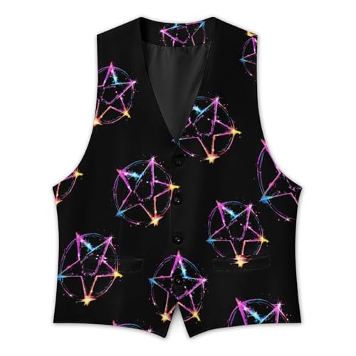 Magic Bright Pentagram Mens Suit Vest Slim Fit Business Dress Vest Waistcoat3