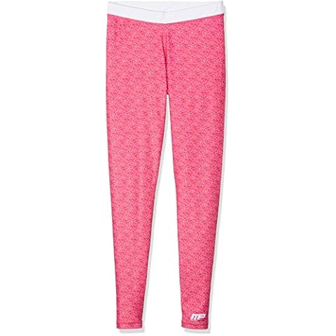 MusclePharm Women's Matrix Pink Print Gym Yoga Pants Stretch Running Workout Leggings Pink, Large, Sport Tights Cover