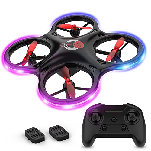 Remote Control Drone for Kids, Mini RC Quadcopter Drone Electronic Toys with 3 Speed Mode, LED Shinning Lights, 2 Batteries, Perfect Air Flying Toy Gifts for Boys Girls Beginners Outdoor Indoor Play