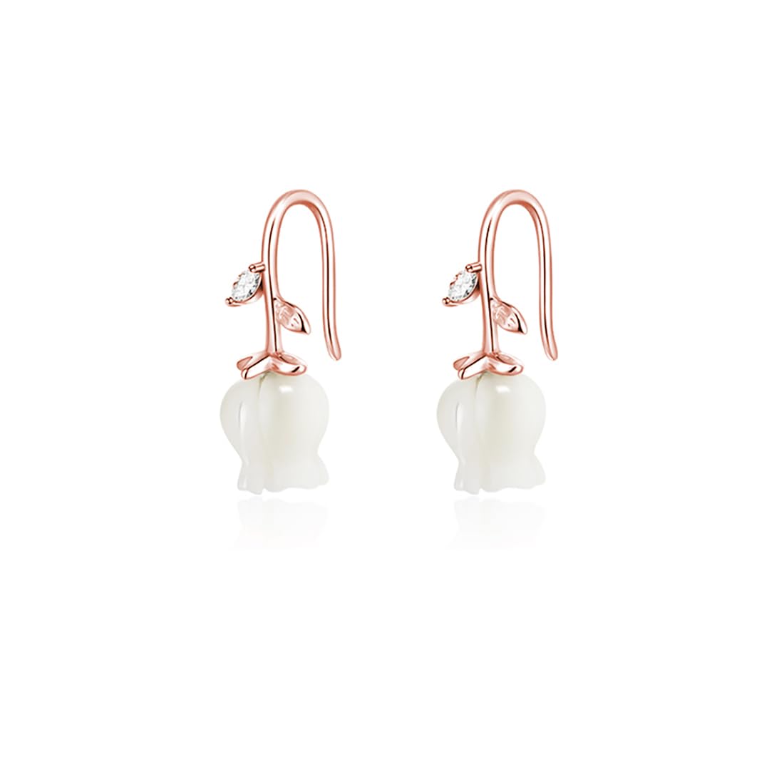 Reffeer Solid 925 Sterling Silver Flower Crawler Earrings