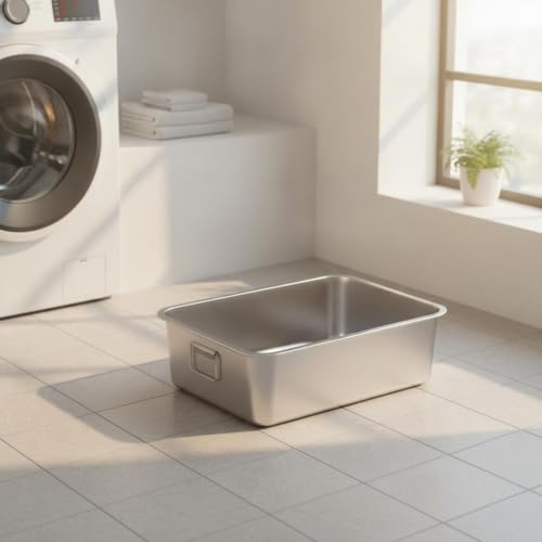 Image of Stainless Steel Feline Pan Easy to Hygienic Feline Feline Pan Rustproof for Pet Owners, Kittens, Home, Living Room 45x35x10cm Thickened