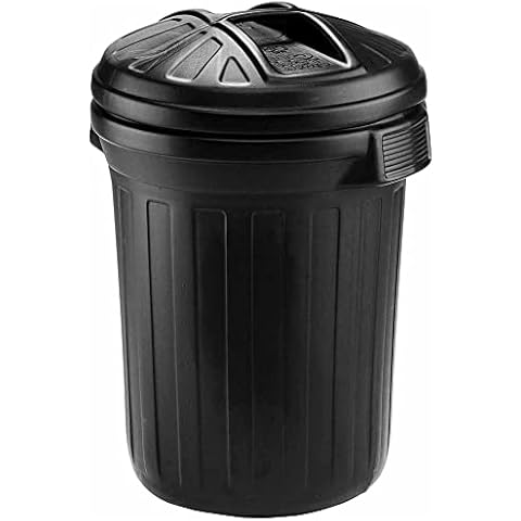 wilko Black Dustbin, with Lid and Integrated Handle, Made From Recycled Polypropylene, 80L Cover