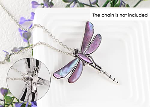 Image of Alilang Dragonfly Brooch Retro Silver Tone Abalone Shell Versatile Brooch Pin Accessories