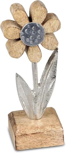 formano Dekorative Holzblume Stehend | 24 & 15 cm | Alu Mangoholz |...