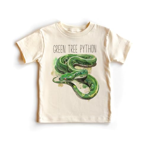 Green Tree Python Toddler Shirt - Cute Educational Realistic Snake Species Reptile Kid's Clothing - Natural Boho Toddler & Youth Tee - Main Image