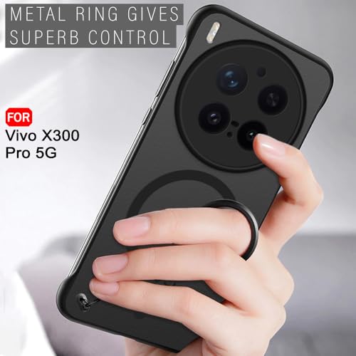 Image of TheGiftKart Hybrid Ultimate Slim Back Case Cover for ‎Vivo X300 Pro 5G Compatible with MagSafe | Frosted Matte Translucent Hard Back Case Cover for ‎Vivo X300 Pro 5G (PC & TPU, Black Sides)