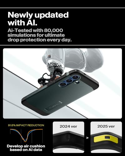 Image of Spigen for Galaxy S25 Plus Case, Tough Armor MagFit [Kickstand] [Compatible with MagSafe] [Military-Grade Protection] - Abyss Green