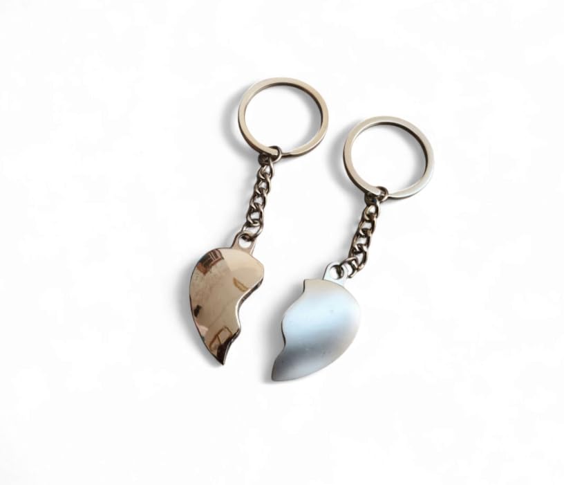 Image of Beautiful Stainless Steel Heart Keychain For Couples | Gifting With Key Ring | Anti-Rust (Pack Of 2)