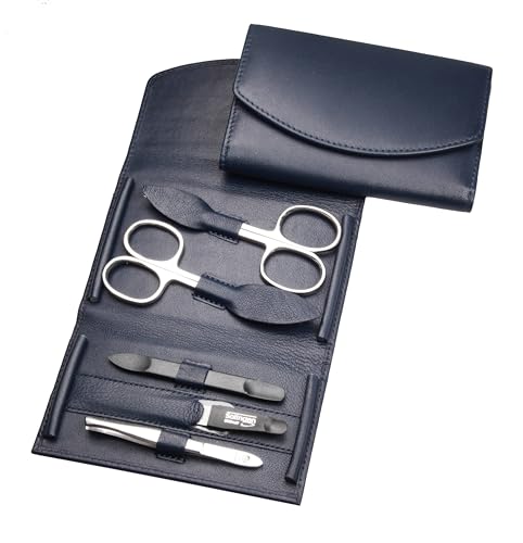 Kit de manucure ciseaux à ongles et cuticules étui cuir véritable nappa