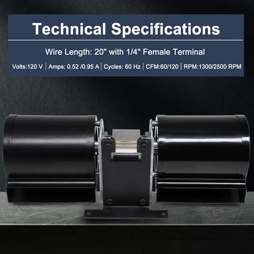 Criditpid Replacement 812-3370 Convection Blower Fan for QuadraFire Classic Bay 1200 FS Pellet Stoves, 812-3370 Blower Motor for Quadra-Fire Classic Bay CB1200 Freestanding Model. (2 Speed)