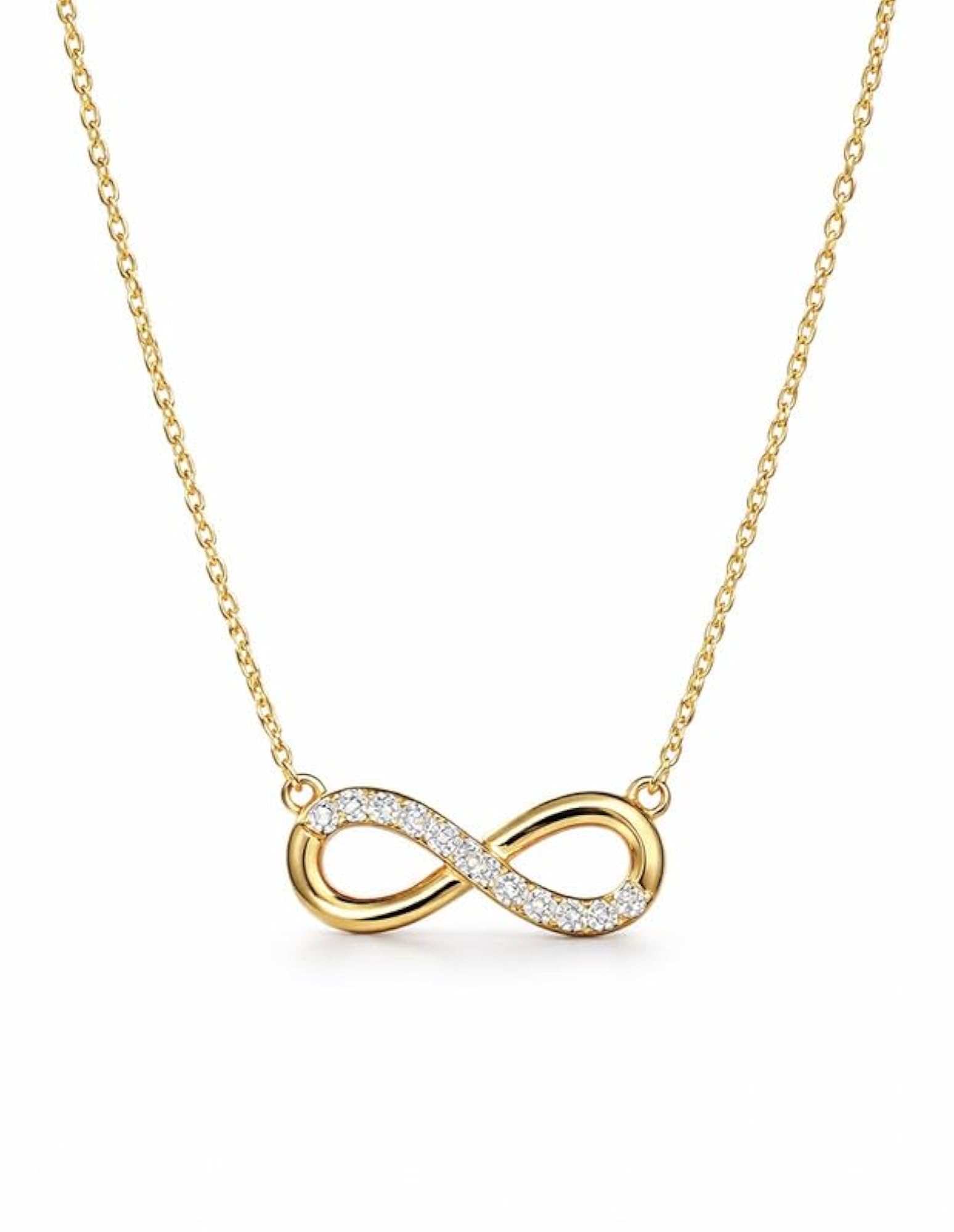 925 Sterling Silver Infinity Spark Necklace with CZ Accent