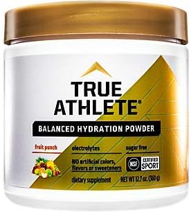 True Athlete Balanced Hydration Powder, Fruit Punch Flavor, Promotes Hydration Before Exercise, Easy to Mix, NSF Certified for Sport (12.86 Ounces Powder)
