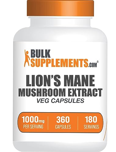 BulkSupplements.com Lion's Mane Mushroom Extract Capsules - Mushroom Supplement, Brain Supplement