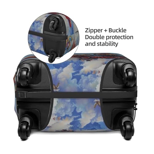 Cartoon Train Hot Air Balloon Print Luggage Cover For Suitcase,Washable Elastic Travel Suitcase Protector With Zipper Closure And Bottom Buckle – Fits 18-32" Luggage-X-Large2